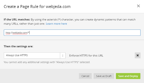 cloudflare https redirect page rule jekyll ssl